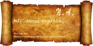 Nádassy Armilla névjegykártya
